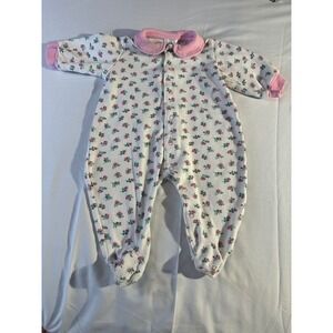 Little Me Baby Girls Floral Sleepsuit Pajamas 0-6 Months Pink Collar Footed